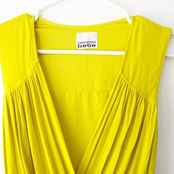 Kardashians for Bebe Collection Neon Yellow Romper | Sleeveless | Deep V Plunge - Picture 8 of 14